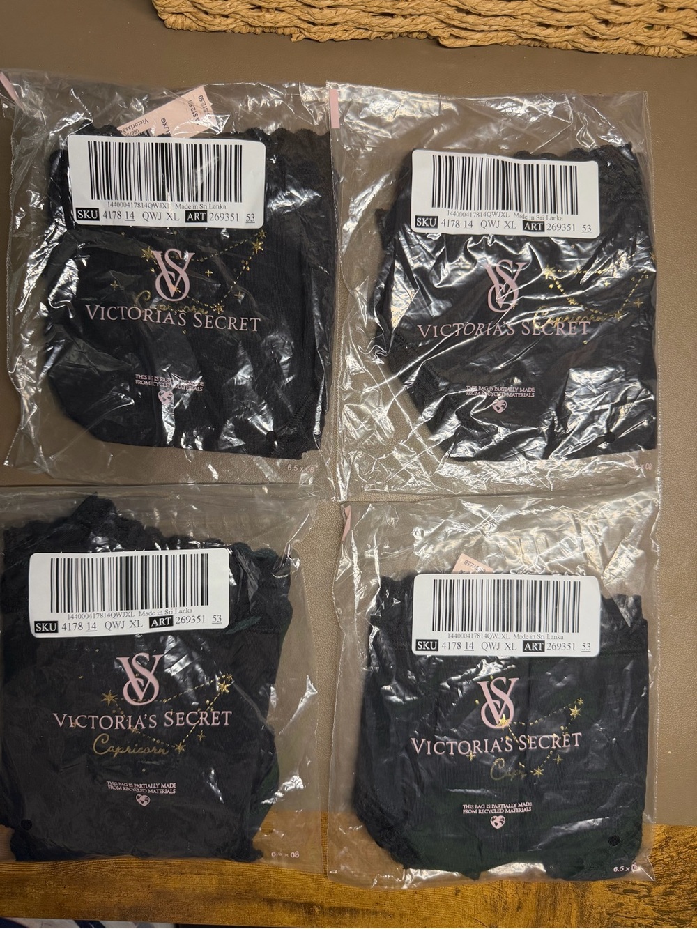 Victoria's Secret Black Lace Panties 4-Pack - Black XL